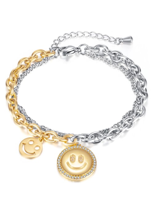 [1291] steel bracelet Stainless steel Smiley Hip Hop Strand Bracelet